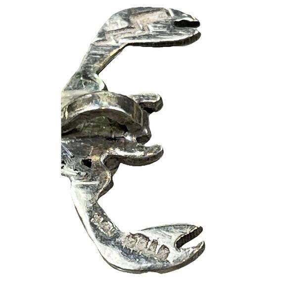 Vintage Native American Sterling Silver Red Coral Scorpion Pin Brooch Signed - Picture 7 of 13